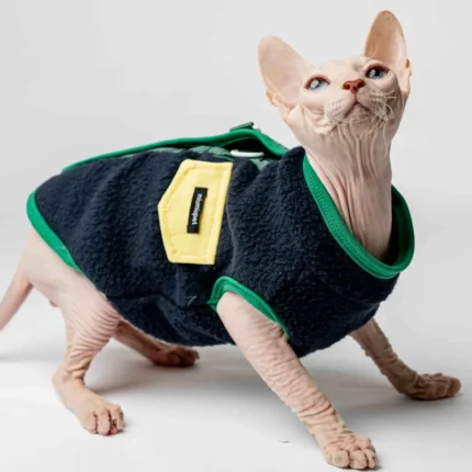 Extra hřejivá fleecová vesta pro kočky sphynx modrá