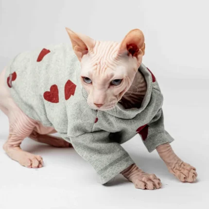 Lehký rolák z chladivého materiálu pro kočky sphynx šedivý se srdíčky