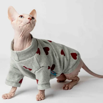 Lehký rolák z chladivého materiálu pro kočky sphynx šedivý se srdíčky