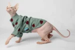 Lehký rolák z chladivého materiálu pro kočky sphynx zelevý se srdíčky