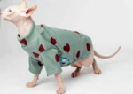 Lehký rolák z chladivého materiálu pro kočky sphynx zelevý se srdíčky