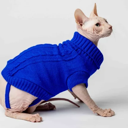 Svetr s rolákem pro kočky sphynx nebesky modrý