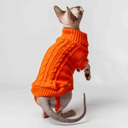 Svetr s rolákem pro kočky sphynx oranžový