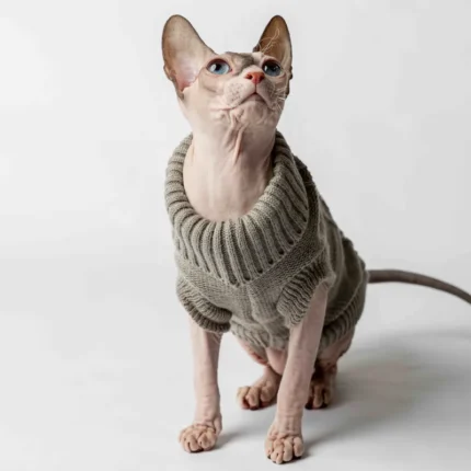 Svetr s rolákem pro kočky sphynx slonová kost