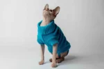 Svetr s rolákem pro kočky sphynx světle modrý