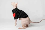 Teplá mikina „Srdce“ pro kočky sphynx černá