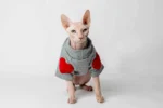 Teplá mikina „Srdce“ pro kočky sphynx šedá