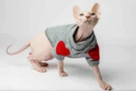 Teplá mikina „Srdce“ pro kočky sphynx šedá