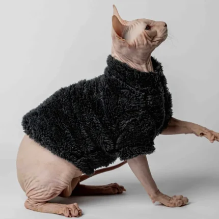 Teplý kožíšek pro kočky sphynx černý