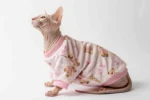 Velurová mikina pro kočky sphynx růžová s medvídky