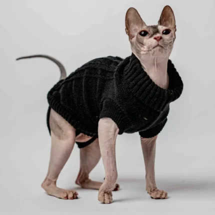 Svetr s rolákem pro kočky sphynx černý