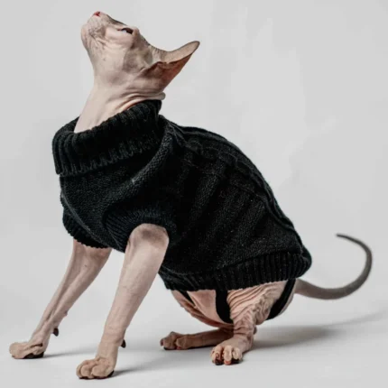 Svetr s rolákem pro kočky sphynx černý