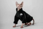 Hřejivá mikina na zip pro kočky sphynx – The Cat Face – černá