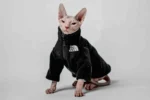 Hřejivá mikina na zip pro kočky sphynx – The Cat Face – černá